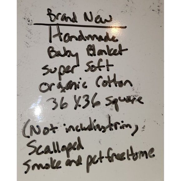 Handmade Crochet Blue White Striped Baby Blanket With Fringe NEW - Picture 8 of 8